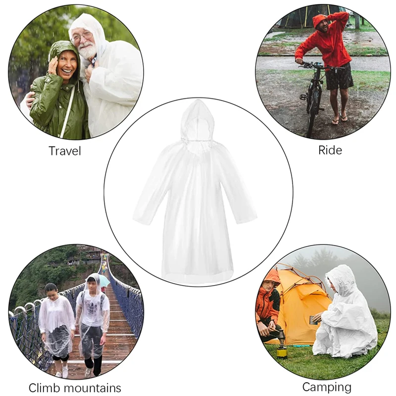 Emergency Poncho Rain - 6Pcs Disposable Waterproof Raincoat Outdoor Hiking